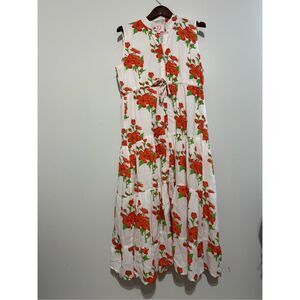 Victoria Dunn Magnolia Flutter Floral Sleeve Dress Size Medium Button